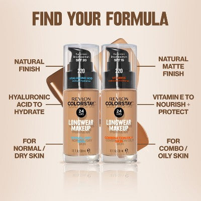 Revlon ColorStay Makeup for Normal/Dry Skin SPF 20 220 Natural Beige 1 fl oz - Imperfect Container