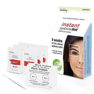 Godefroy Instant Eyebrow Tint Application Kit Natural Black 3ct - New