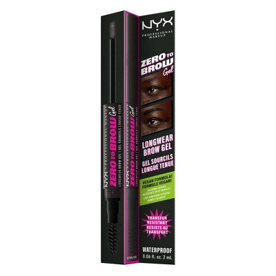 NYX Professional Makeup Zero to Brow Longwear Eyebrow Gel 08 Black 0.06 fl oz - Imperfect Box