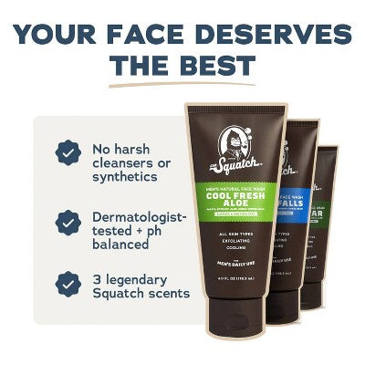 DR. SQUATCH Men's Natural Face Wash Pine Tar 4oz - New