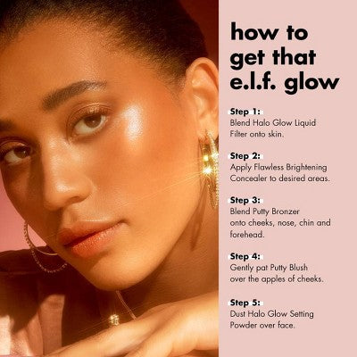 e.l.f. Halo Glow Liquid Filter Highlighter 5.5 Medium/Tan 1.06 fl oz - New