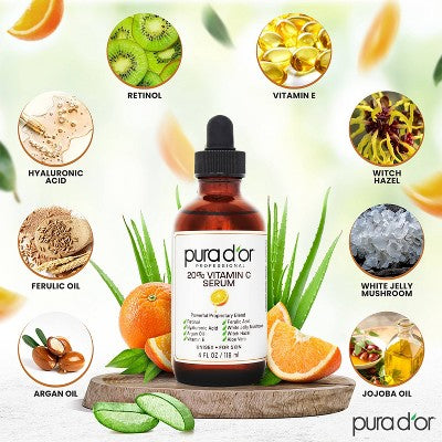Pura d'or 20% Vitamin C Serum 4 fl oz - Imperfect Box