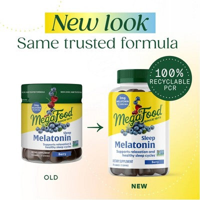 MegaFood 3mg Melatonin Gummies for Adults Sleep Gummies Berry 54ct - New