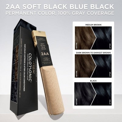 L'Oreal Paris Colorsonic Permanent Hair Color Cartridge Soft Black 2AA - Imperfect Box