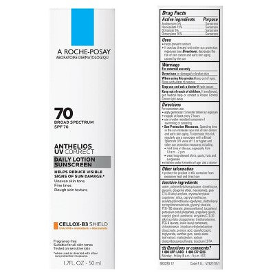 La Roche Posay Anthelios UV Correct Daily Anti-Aging Face Sunscreen SPF 70 1.7 fl oz - Imperfect Box