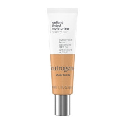 Neutrogena Healthy Skin Radiant Tinted Facial Lightweight Moisturizer with Vitamins A, C, & E, SPF 30 Sheer Tan 30 1.1 fl oz - Imperfect Container