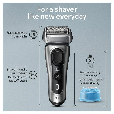 BRAUN SERIES 8-8567CC RECHARGEABLE WET & DRY SHAVER + SMARTCARE CENTER - Imperfect Box