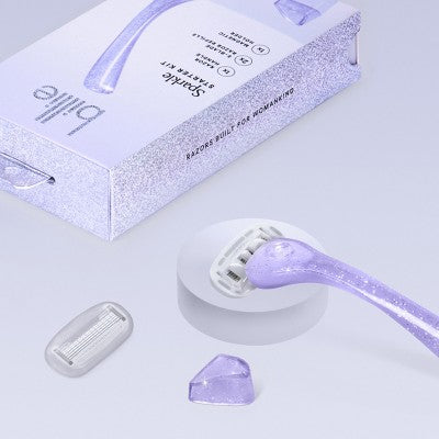 Billie Women's Sparkle Razor Kit 1 Handle + Magnetic Holder + 2 Blade Refills - New