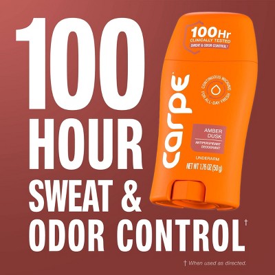Carpe Men's 100H Sweat & Odor Control Antiperspirant Deodorant Amber Dusk 1.76oz - New