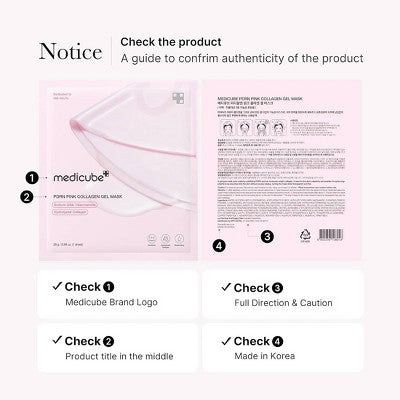 medicube PDRN Pink Collagen Gel Mask Korean Skincare Travel Size 0.98oz/4pk - Imperfect Box