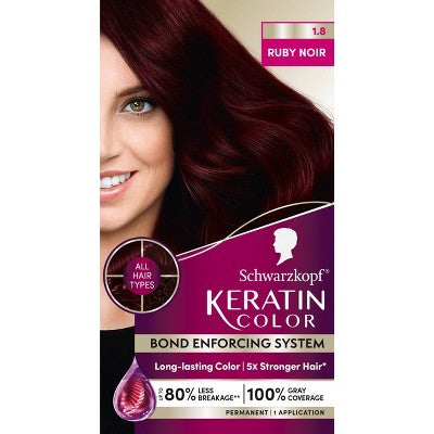 Schwarzkopf Keratin Permanent Hair Color Ruby Noir 2.08 fl oz - Imperfect Box