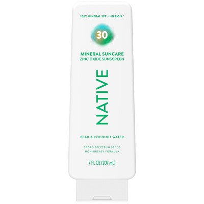 Native Mineral Sunscreen with Zinc Oxide Pear & Coconut Water SPF 30 7oz - Imperfect Container
