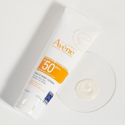 Avene Mineral Face and Body Sunscreen Lotion with Zinc Oxide SPF 50 4.2 fl oz - Imperfect Container
