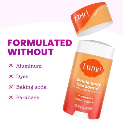 Lume Whole Body Women's Smooth Solid Deodorant Tangerine Scent 2.6oz - Imperfect Container