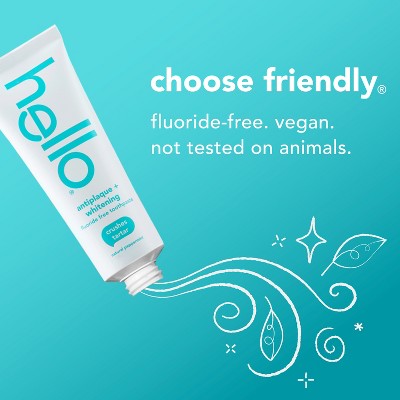 hello Antiplaque and Whitening Fluoride Free Toothpaste Natural Peppermint 5oz/2pk - Imperfect Box