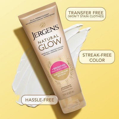 Jergens Glow Daily Moisturizer + Sunless Self Tanner Tanning Lotion Fair To Medium 7.5 fl oz - Imperfect Container