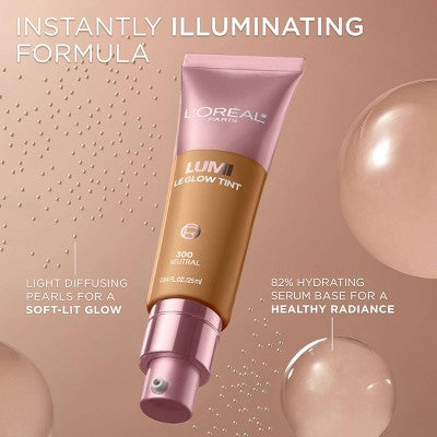 L'Oreal Paris Lumi Le Glow Tint Liquid Skin Tint 420 Neutral 0.84 fl oz - Imperfect Container
