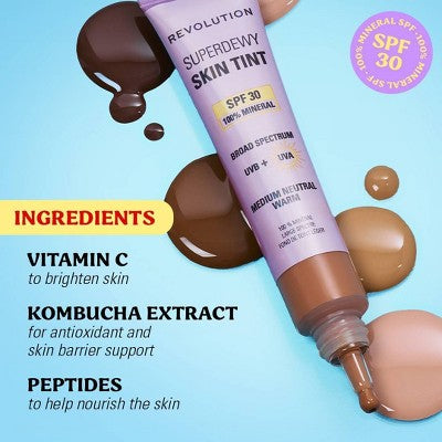 Makeup Revolution Superdewy Sundew Skin Tint SPF30 Medium Neutral 0.94oz - New