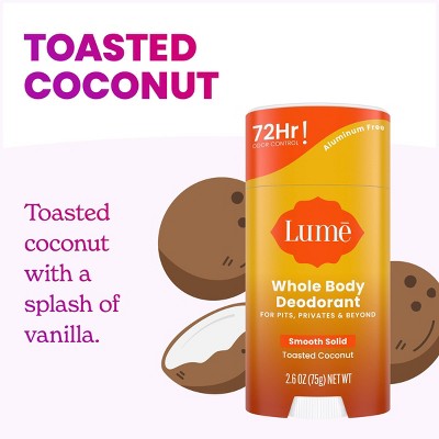 Lume Whole Body Women's Smooth Solid Deodorant Toasted Coconut Scent 2.6oz - New