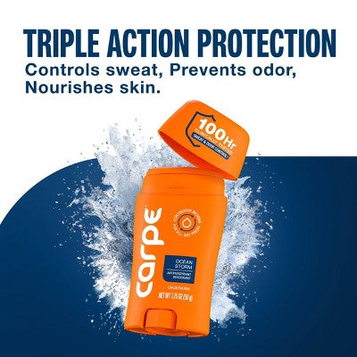 Carpe Men's 100HR Sweat & Odor Control Antiperspirant Deodorant Ocean Storm 1.76oz - Imperfect Container