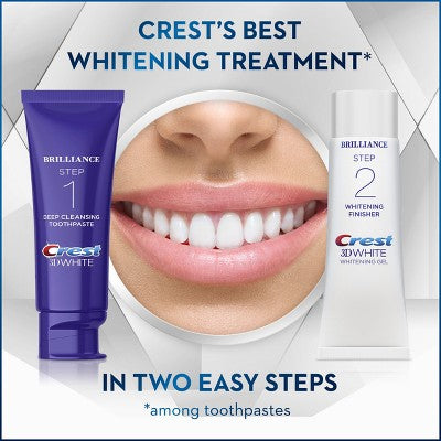 Crest 3D White Brilliance Toothpaste and Whitening Gel System 4.0oz and 2.3oz - Imperfect Box