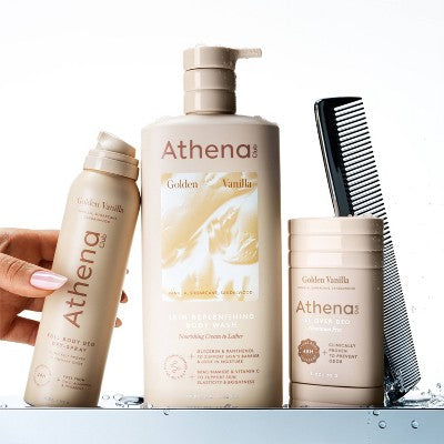 Athena Club Dry Touch Deo Body Spray Golden Vanilla 4oz - Imperfect Container