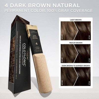 L'Oreal Paris Colorsonic Permanent Hair Color Cartridge Dark Brown Natural 4 - Imperfect Box