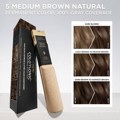 L'Oreal Paris Colorsonic Permanent Hair Color Cartridge Device Sold Separately Medium Brown Natural 5 - Imperfect Box