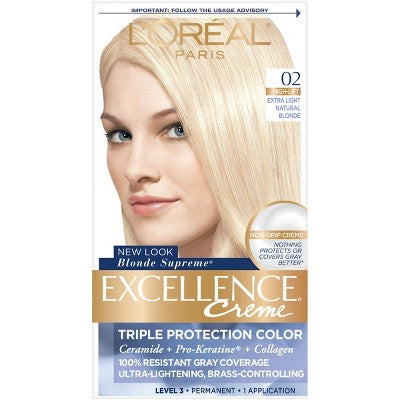 L'Oreal Paris Excellence Triple Protection 6.3 fl oz 02 Extra Light Natural Blonde 1 Kit - New