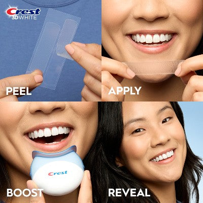 Crest 3DWhitestrips Sensitive + LED Light At-Home Teeth Whitening Kit 14 Treatments - Imperfect Box