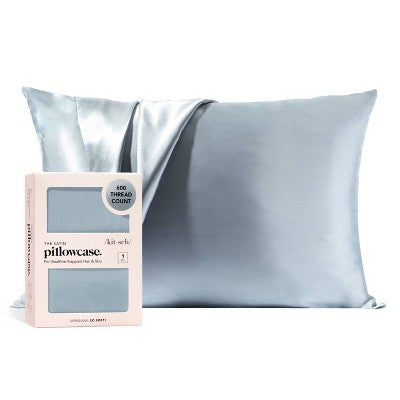 Kitsch Queen Size Satin Standard Pillowcase Thread Count Blue - Imperfect Container