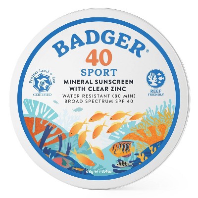 Badger Sport Mineral Sunscreen in a Tin SPF 40 2.4 fl oz - Imperfect Container