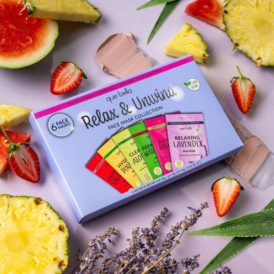 Que Bella Relax & Unwind Face Mask Collection 6pc - Missing Box