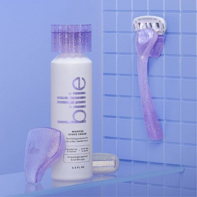 Billie Women's Sparkle Razor Kit 1 Handle + Magnetic Holder + 2 Blade Refills - New