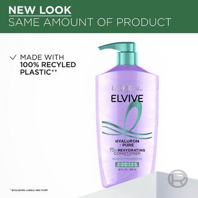 L'Oreal Paris Elvive Hyaluron Pure Rehydrating Conditioner for Oily Hair 28 fl oz - New
