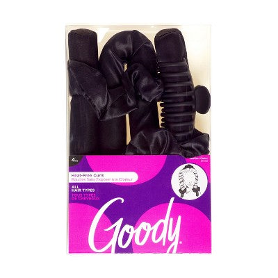Goody Heatless Hair Curler with Claw Clips and Scrunchies Black 4ct - New