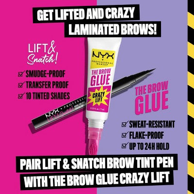 NYX Professional Makeup The Brow Glue Crazy Lift Eyebrow Gel 0.23 fl oz - Imperfect Box