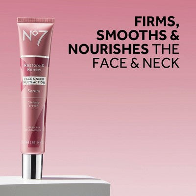 No7 Restore & Renew Multi Action Face & Neck Serum 1.69 fl oz - Imperfect Box