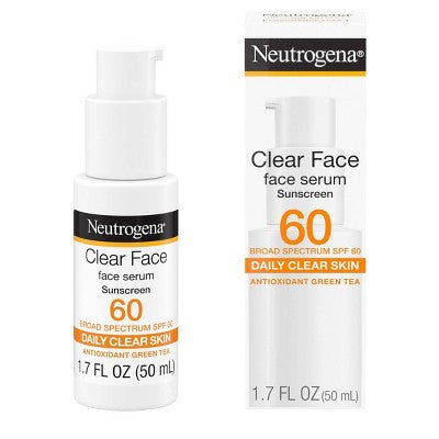Neutrogena Clear Face Sunscreen Serum with Green Tea SPF 60+  1.7 fl oz - Imperfect Box