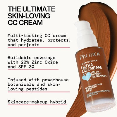 Pacifica Ultra CC Cream Radiant Foundation with SPF 17 Cool/Deep 1 fl oz - Missing Box