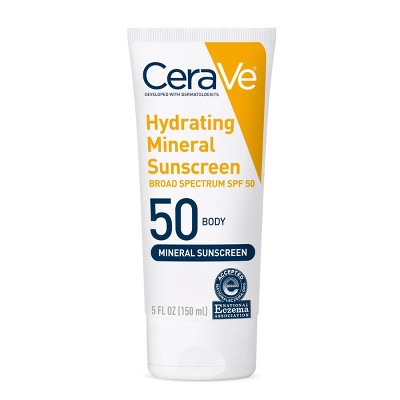 CeraVe Hydrating 100% Mineral Sunscreen for Body SPF 50 5 fl oz - Imperfect Container