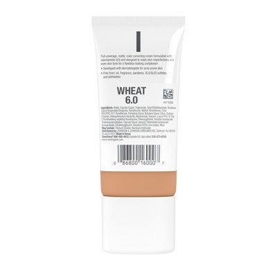 Neutrogena Clear Coverage Flawless Matte Color Correcting Cream 6.0 Wheat - New