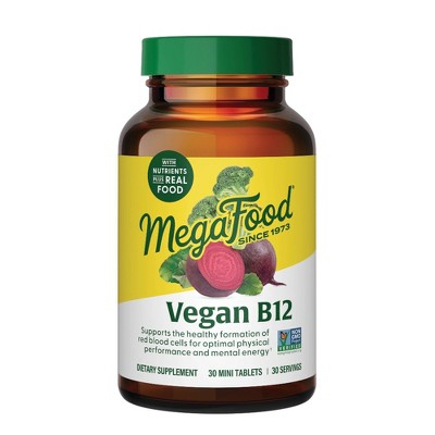 MegaFood Vegan Vitamin B12, Vitamin B Supplement 30ct - New
