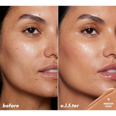 e.l.f. Halo Glow Skin Tint Light Coverage Foundation Mineral SPF 50 9 Medium Cool 1 fl oz - Imperfect Box