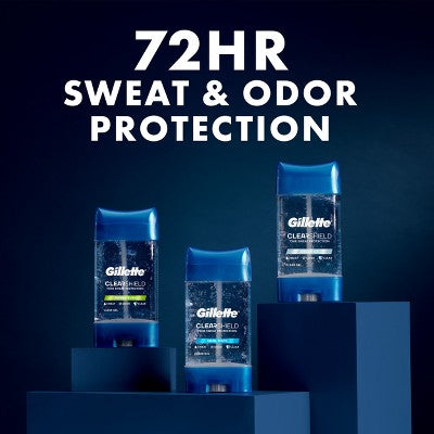 Gillette 72 Hours Sweat Protection Clear Gel Antiperspirant & Deodorant for Men Power Rush 2pk/3.8oz - New