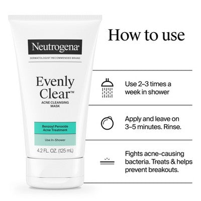 Neutrogena Evenly Clear Acne Cleansing Mask with Benzoyl Peroxide 4.2 fl oz - Imperfect Box