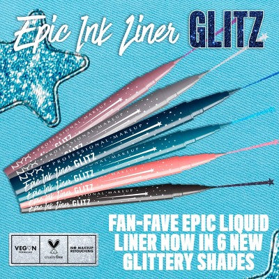 NYX Professional Makeup Epic Wear Glitz Waterproof Metallic Liquid Eyeliner Bootcut Bling 0.03fl oz - New