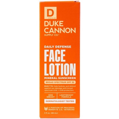 Duke Cannon Daily Defense Face Lotion SPF 32 Lightweight Daily SPF Moisturizer 3 fl oz - Imperfect Box