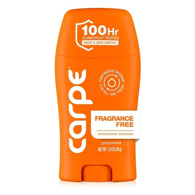 Carpe 100HR Sweat & Odor Control Antiperspirant Deodorant Fragrance Free 1.76oz - Imperfect Container