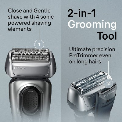 BRAUN SERIES 8-8567CC RECHARGEABLE WET & DRY SHAVER + SMARTCARE CENTER - Imperfect Box